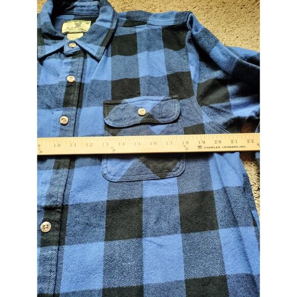 Field & Stream Flannel Shirt Mens L Blue Buffalo Check Plaid Workwear - Picture 6 of 6